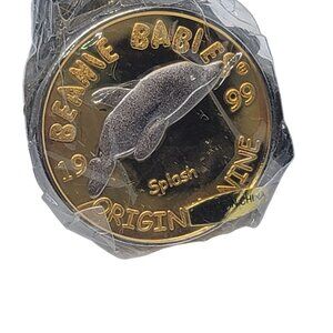 Ty Beanie Babies 1999 Splash Dolphin Gold Coin Official Club Vintage Collectible